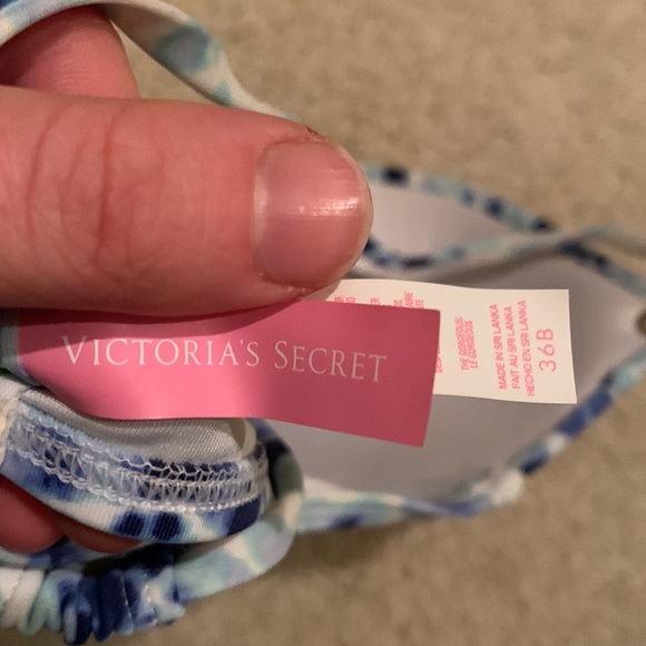 Marble blue and white swim bikini top - adjustable straps - Picture 6 of 7